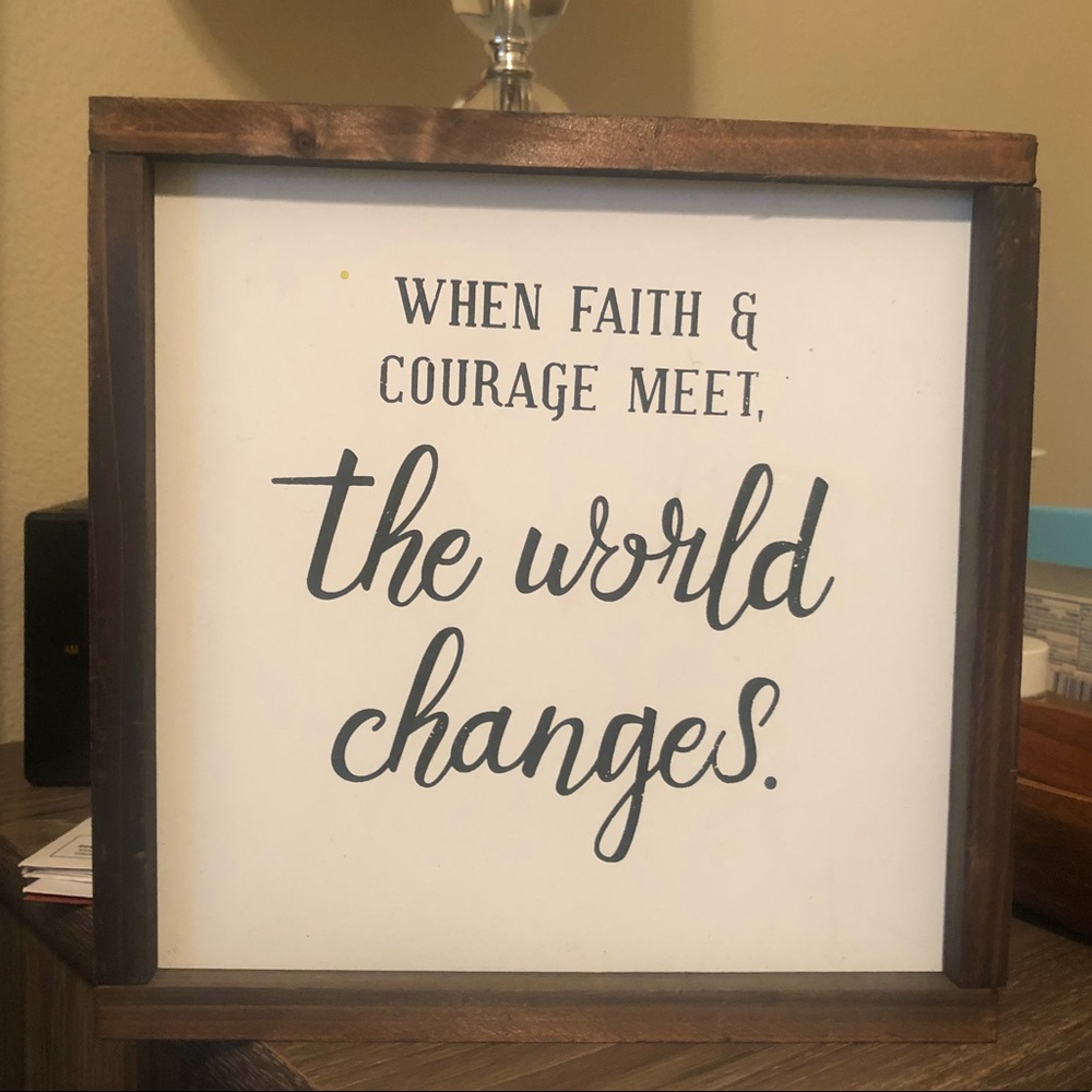 Inspirational wooden words block.